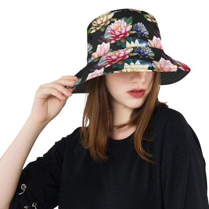 Water Lily Pattern Print Design WL02 Unisex Bucket Hat