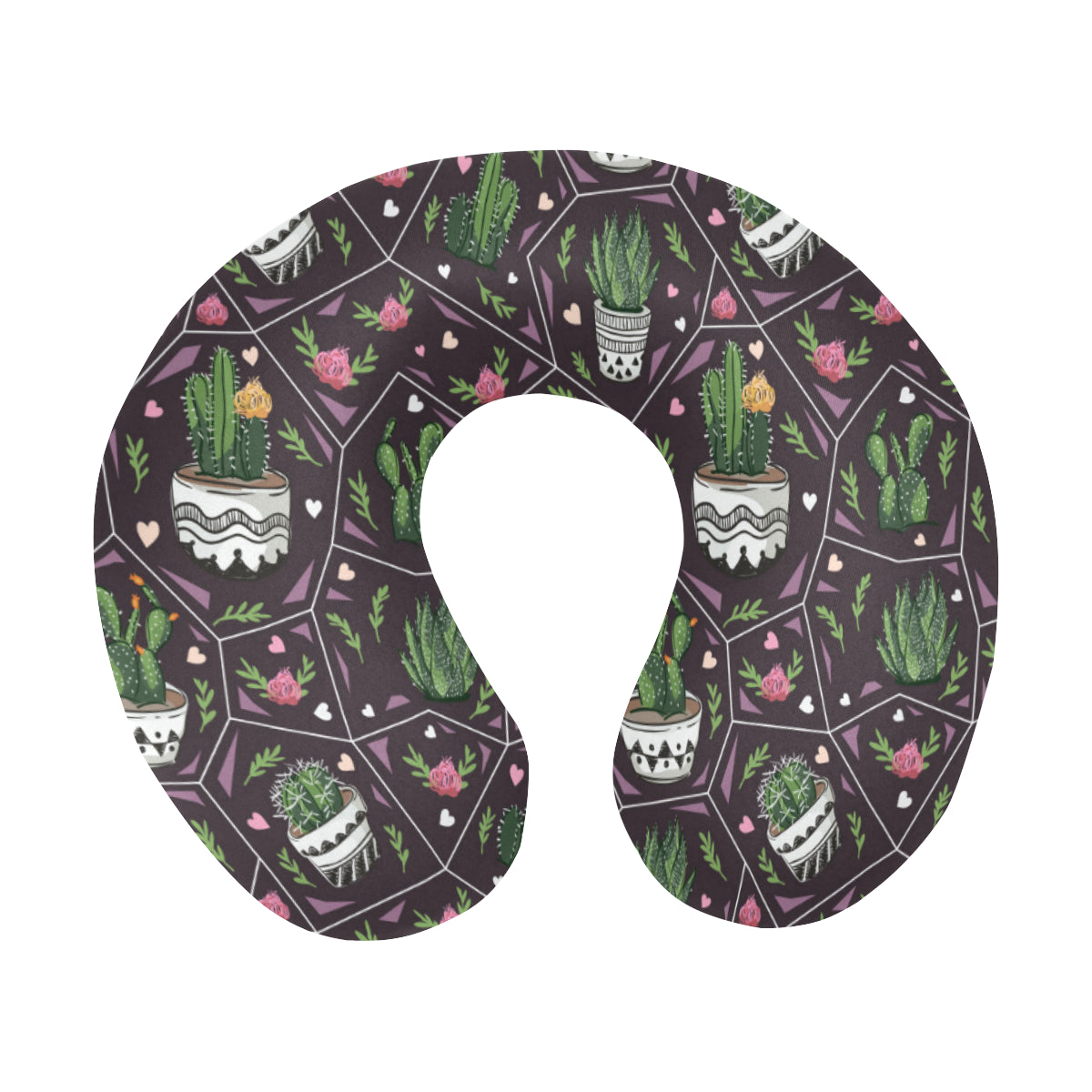 Cactus Pattern Print Design 03 U-Shaped Travel Neck Pillow