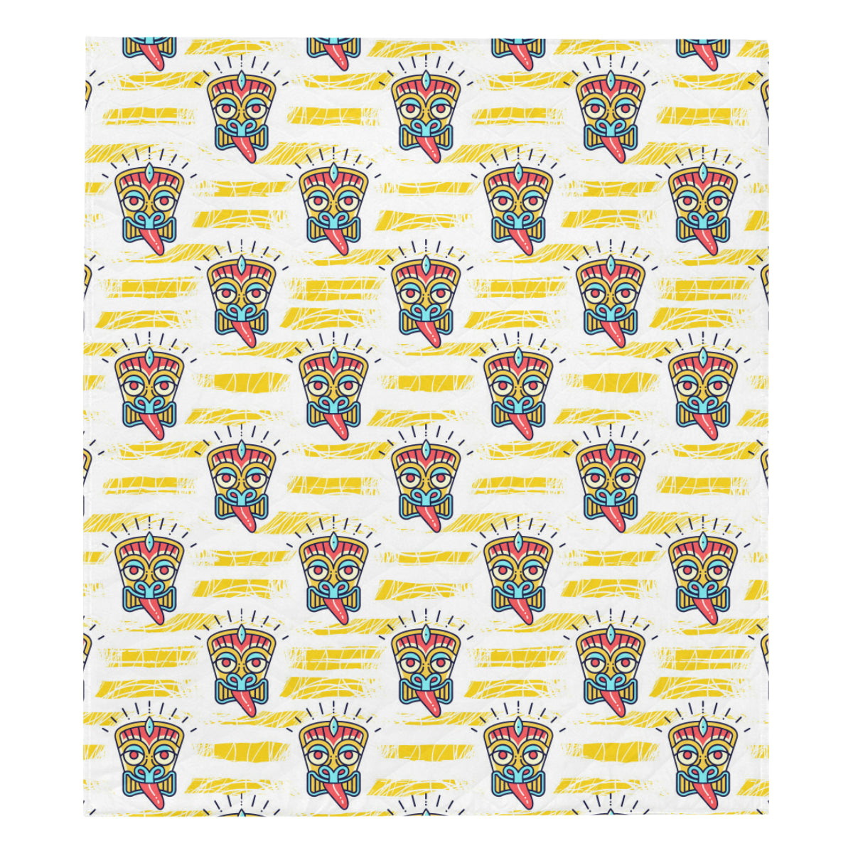 Tiki Smile Mask Print Pattern Premium Quilt