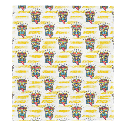 Tiki Smile Mask Print Pattern Premium Quilt