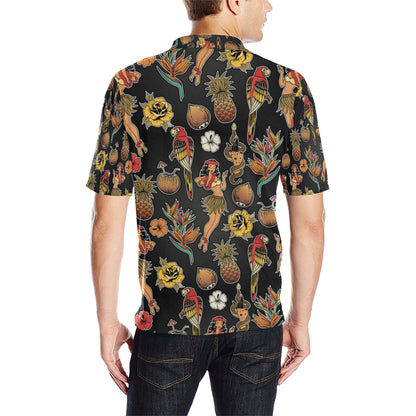 Hula Dancers Hawaiian Style Pattern Print Design 0 Men Polo Shirt