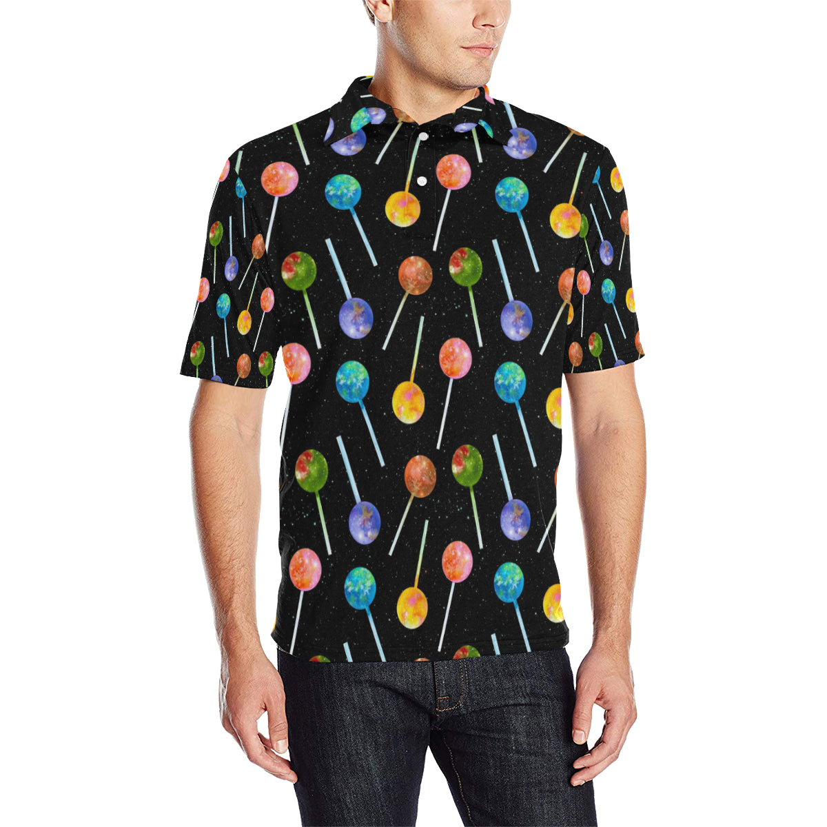 Lollipop Pattern Print Design LL04 Men Polo Shirt