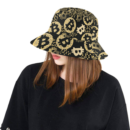 Bitcoin Pattern Print Design DO06 Unisex Bucket Hat