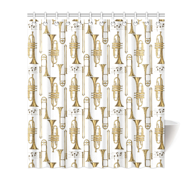 Trombone Pattern Print Design 04 Shower Curtain