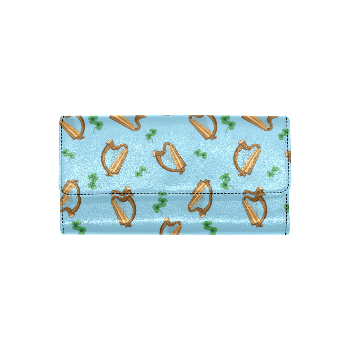 Harp Pattern Print Design 01 Women's Trifold Wallet