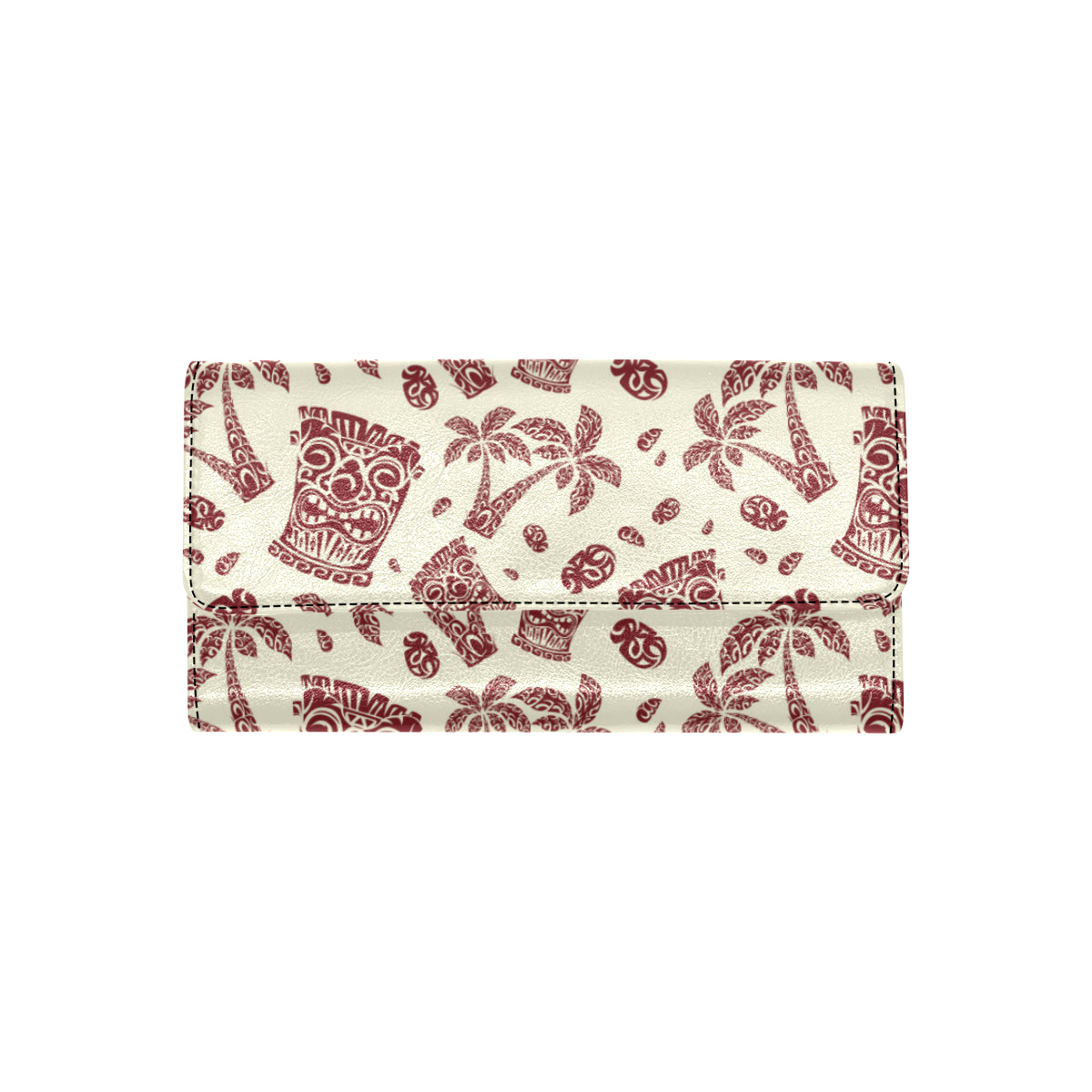 Tiki Tribal Mask Palm Tree Women's Trifold Wallet