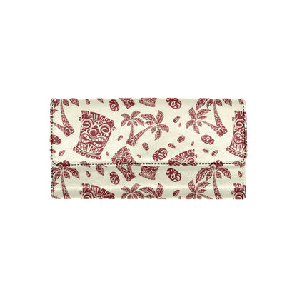 Tiki Tribal Mask Palm Tree Women's Trifold Wallet