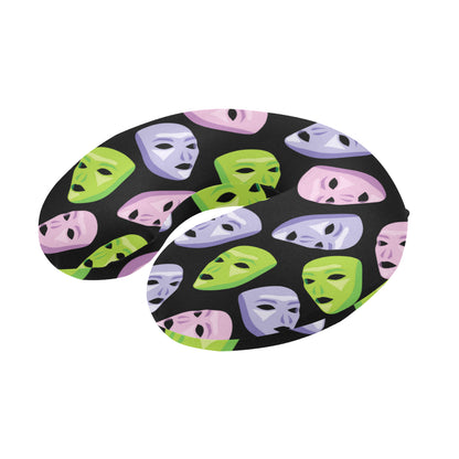 Acting Mask Pattern Print Design 04 U-Shaped Travel Neck Pillow