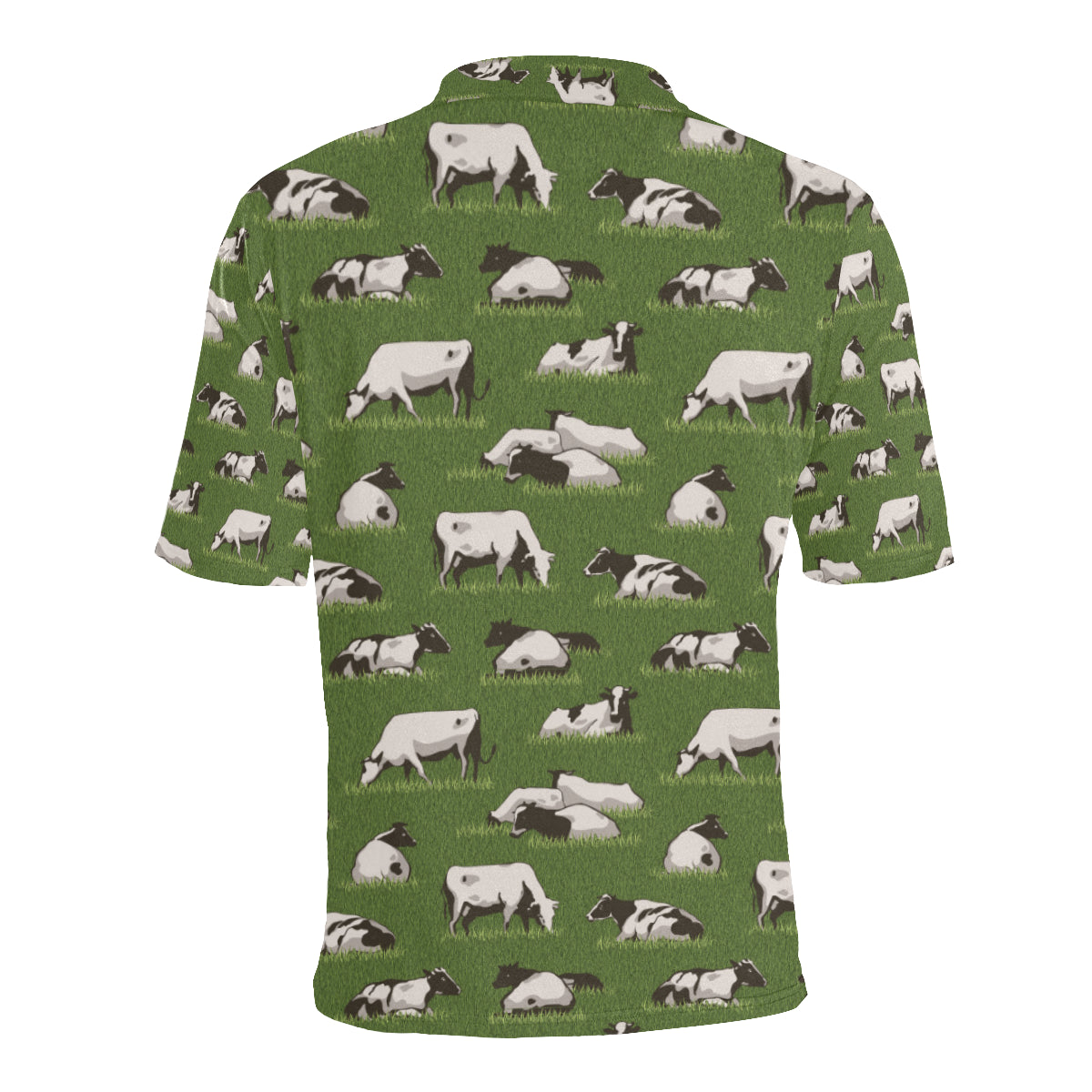 Cow on Grass Print Pattern Men Polo Shirt