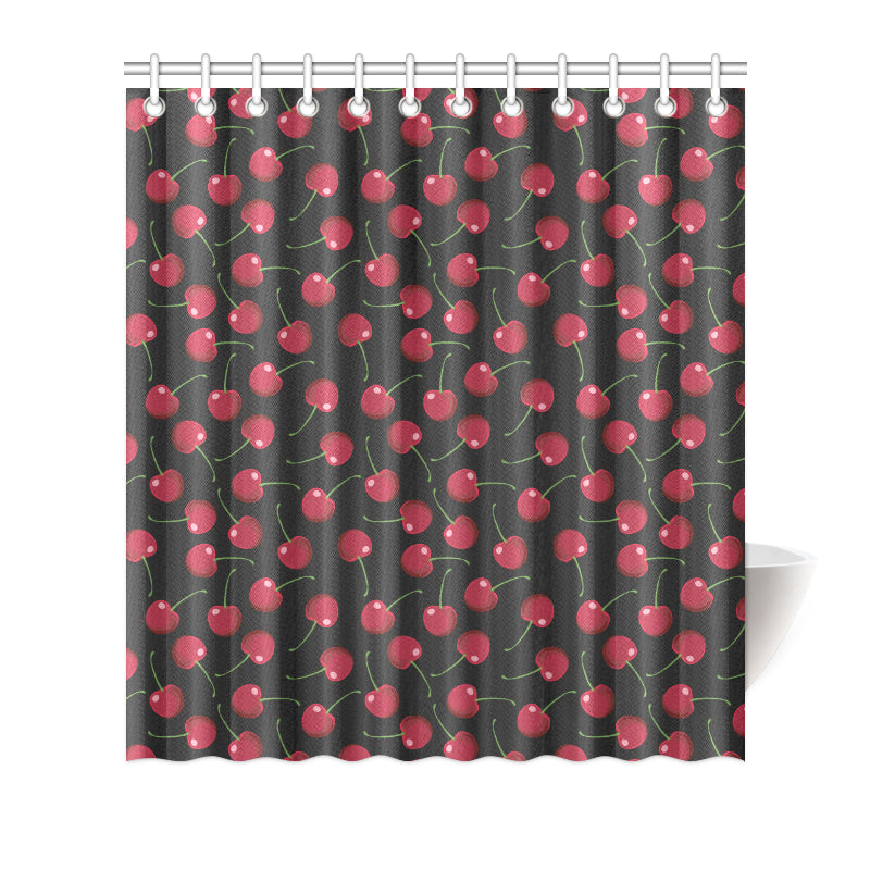 Cherry Black Background Shower Curtain