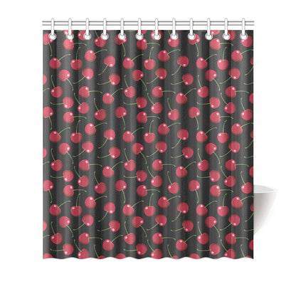 Cherry Black Background Shower Curtain