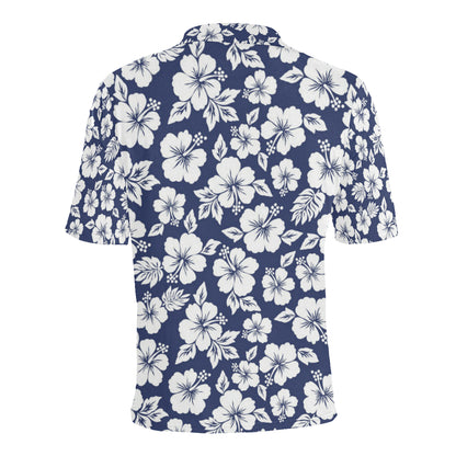 Hibiscus Pattern Print Design HB012 Men Polo Shirt