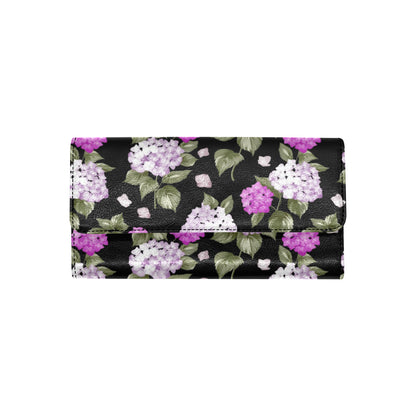 Hydrangea Pattern Print Design HD011 Women's Trifold Wallet