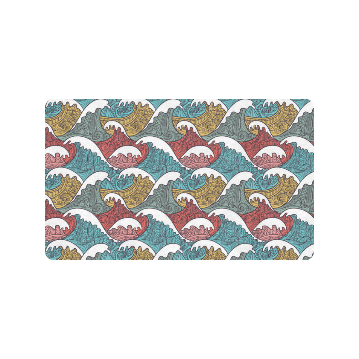 Tribal Wave Pattern Print Rubber Doormat