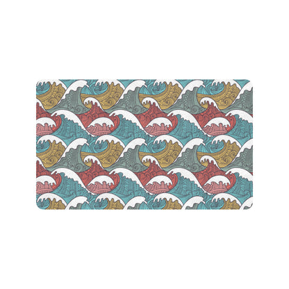 Tribal Wave Pattern Print Rubber Doormat