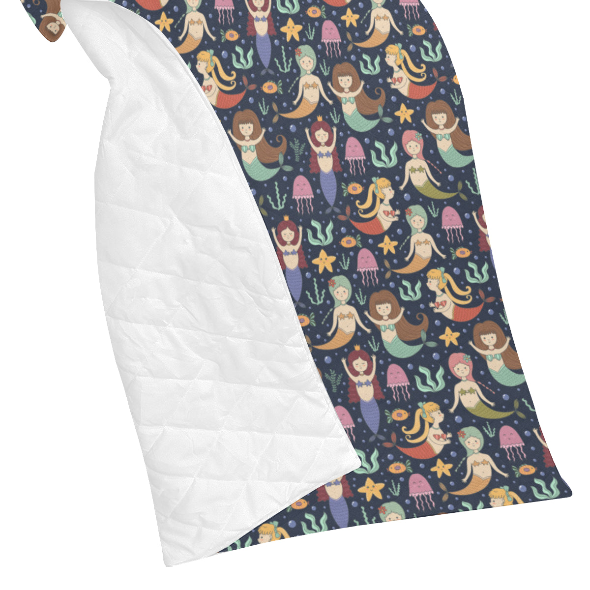 Mermaid Cartoon Pattern Print Design 03 Premium Quilt