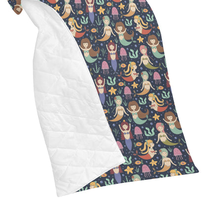 Mermaid Cartoon Pattern Print Design 03 Premium Quilt