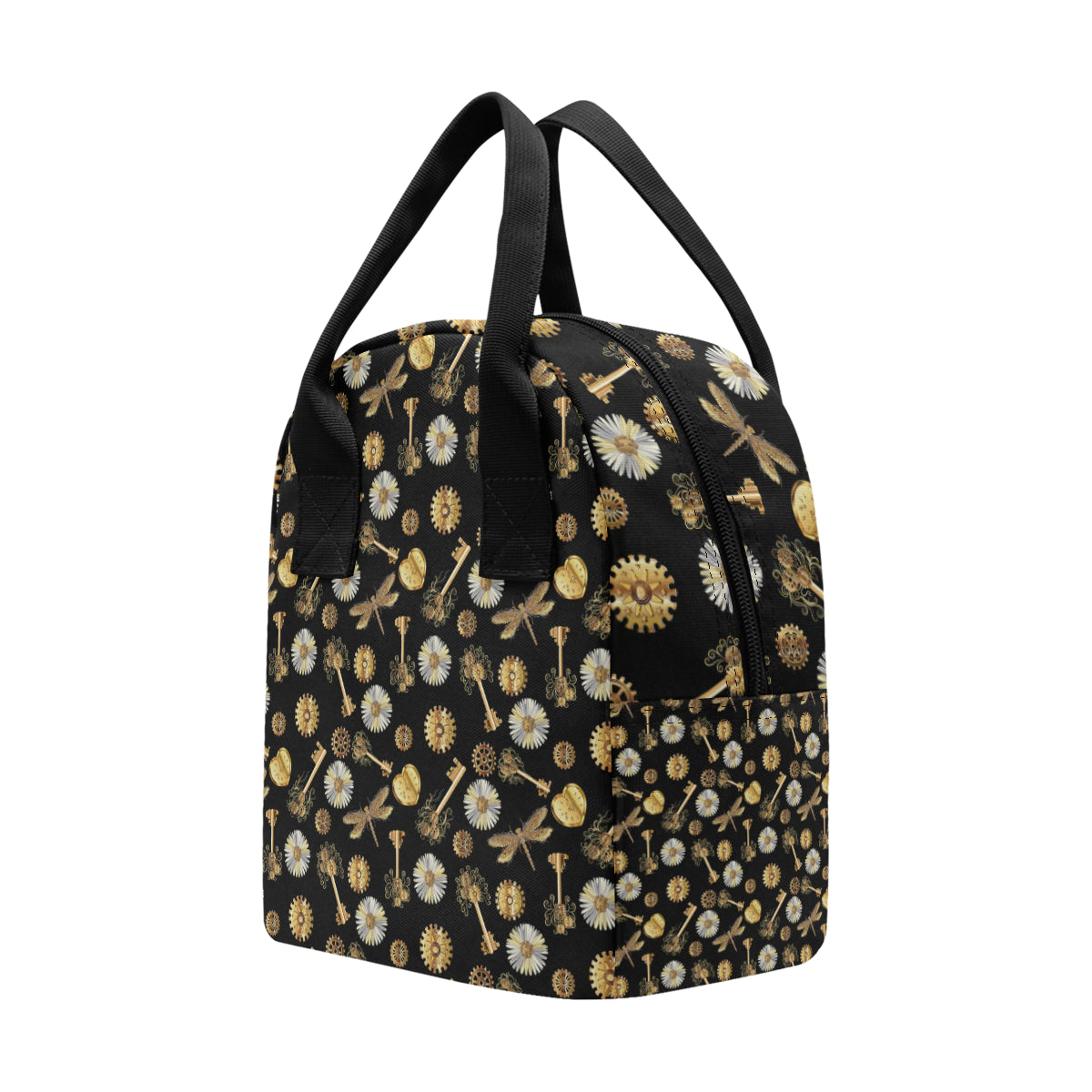 Steampunk Dragonfly Design Themed Print Insulated Lunch Bag