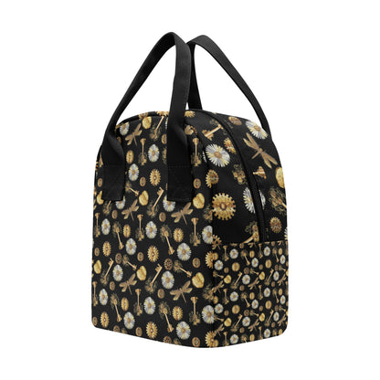 Steampunk Dragonfly Design Themed Print Insulated Lunch Bag
