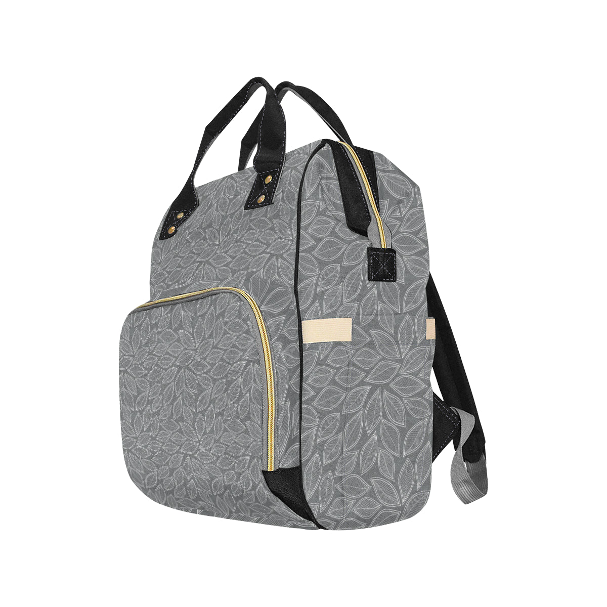 Elm Leave Grey Print Pattern Diaper Bag Backpack