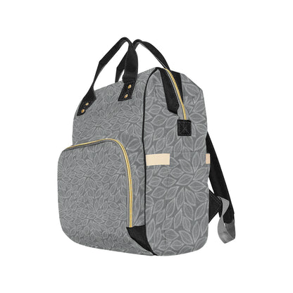 Elm Leave Grey Print Pattern Diaper Bag Backpack