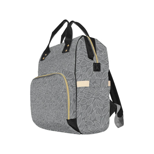 Elm Leave Grey Print Pattern Diaper Bag Backpack