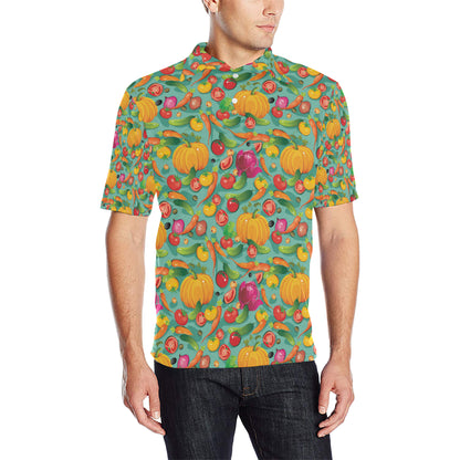 Vegan Colorful Themed Design Print Men Polo Shirt