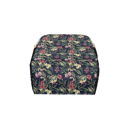 Tropical Flower Pattern Diaper Bag Backpack