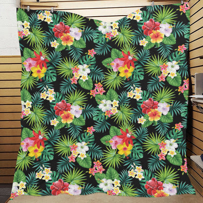 Hibiscus Hawaiian flower tropical Premium Quilt