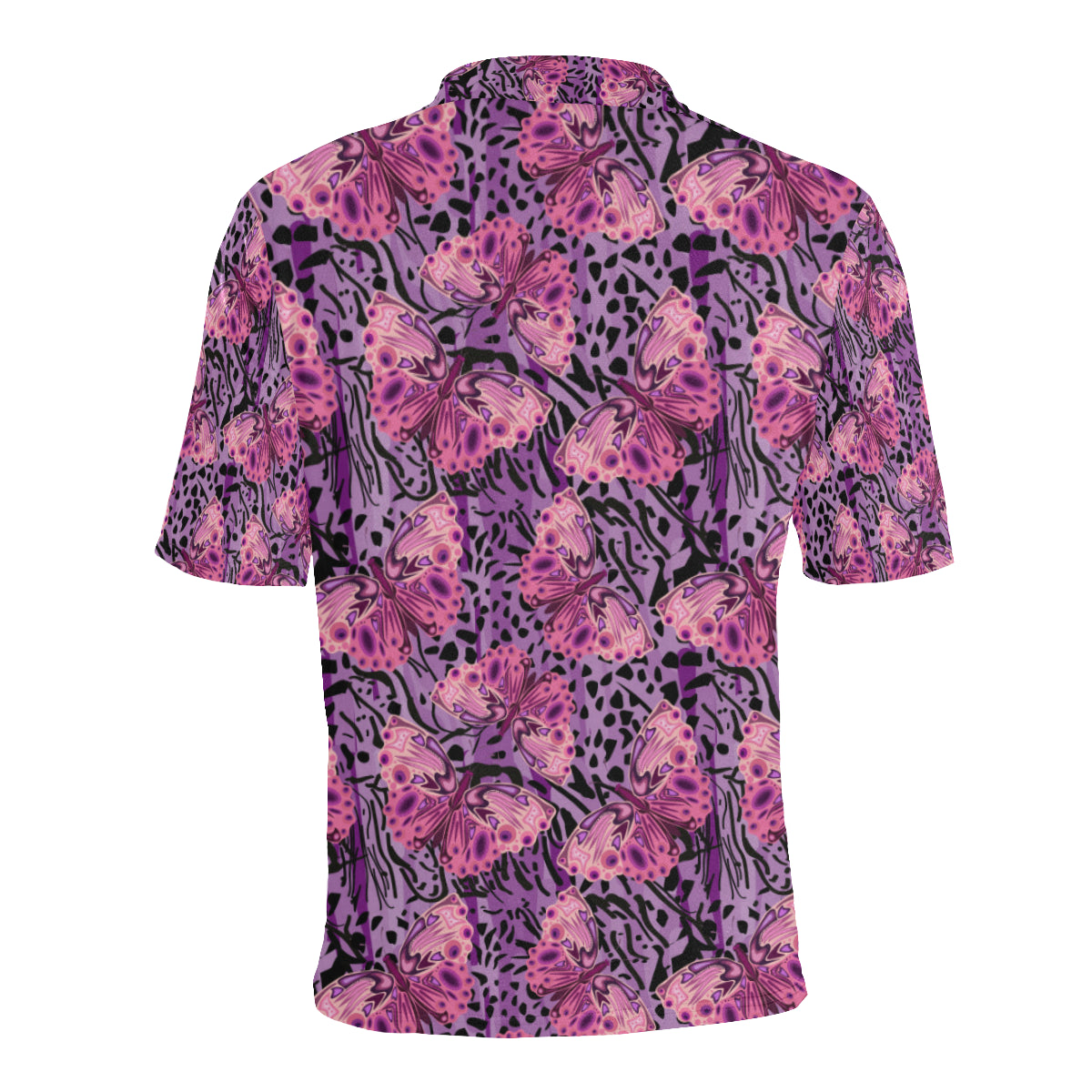 Purple Butterfly Leopard Men Polo Shirt