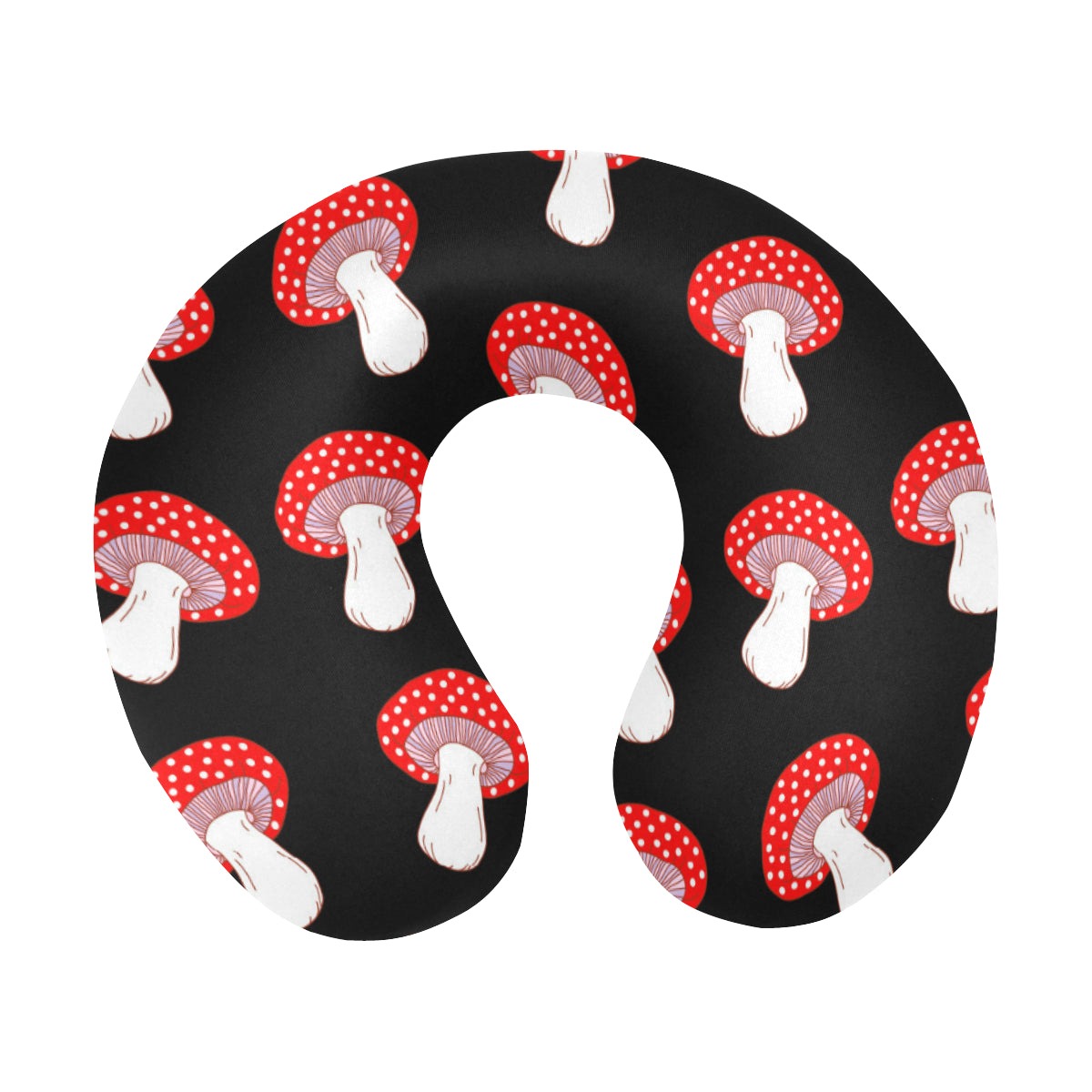Mushroom Pattern Print Design A02 U-Shaped Travel Neck Pillow