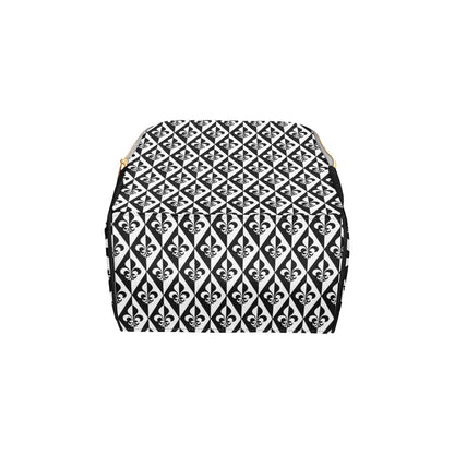 Fleur De Lis Black White Pattern Print Design 02 Diaper Bag Backpack
