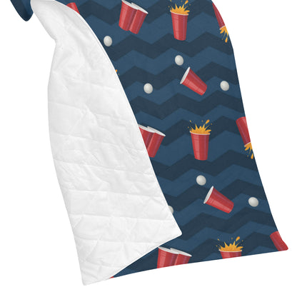 Beer Pong Pattern Print Design 01 Premium Quilt