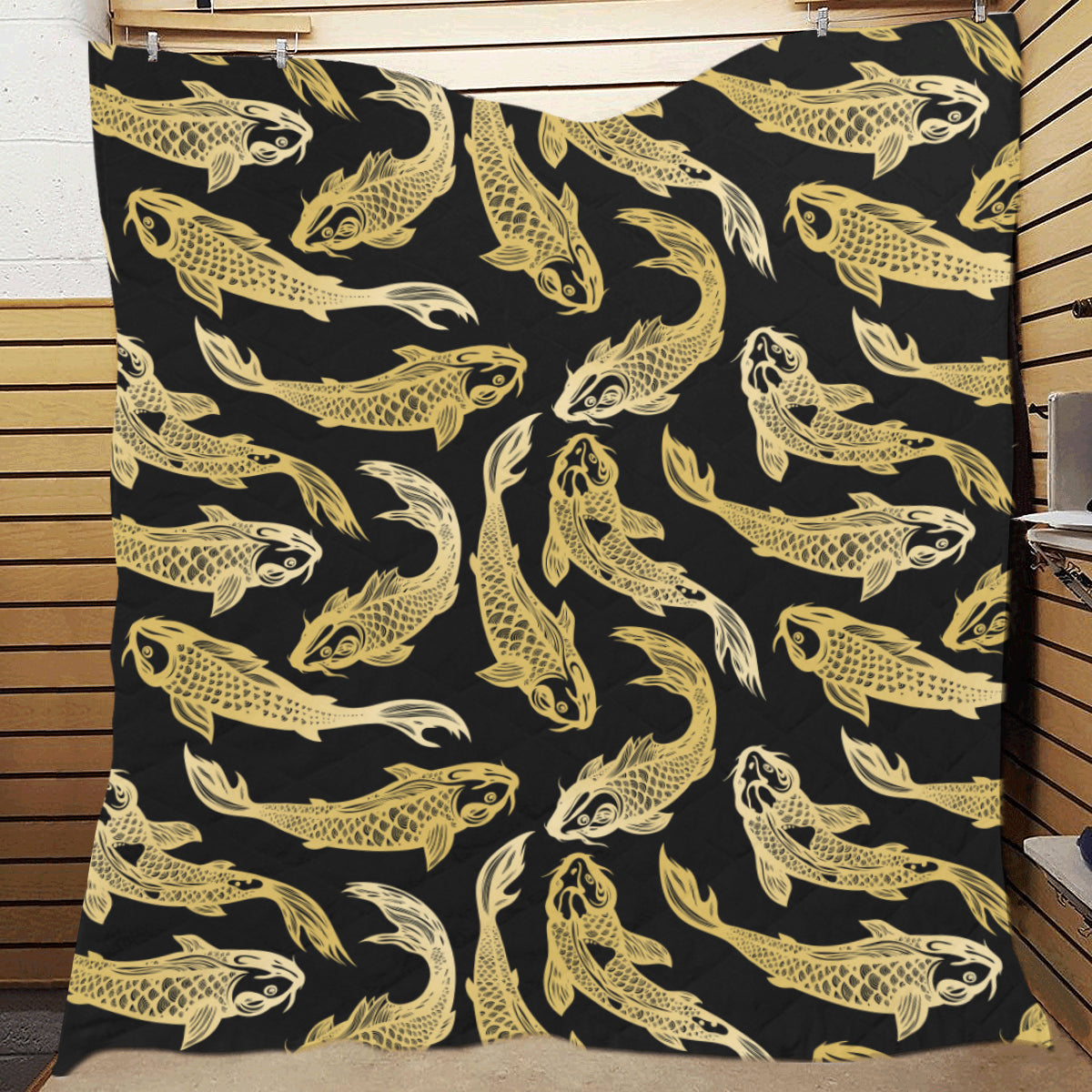 KOI Fish Pattern Print Design 03 Premium Quilt