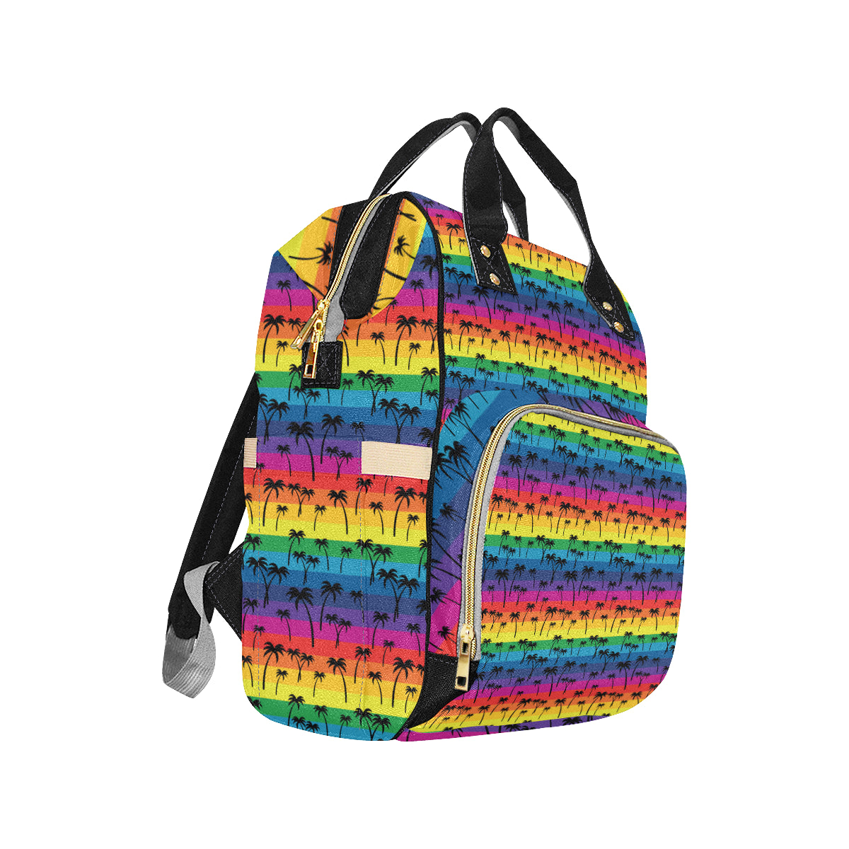 Palm Tree Rainbow Themed Print Diaper Bag Backpack