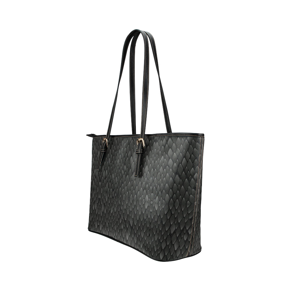 Snake Skin Black Print Leather Tote Bag