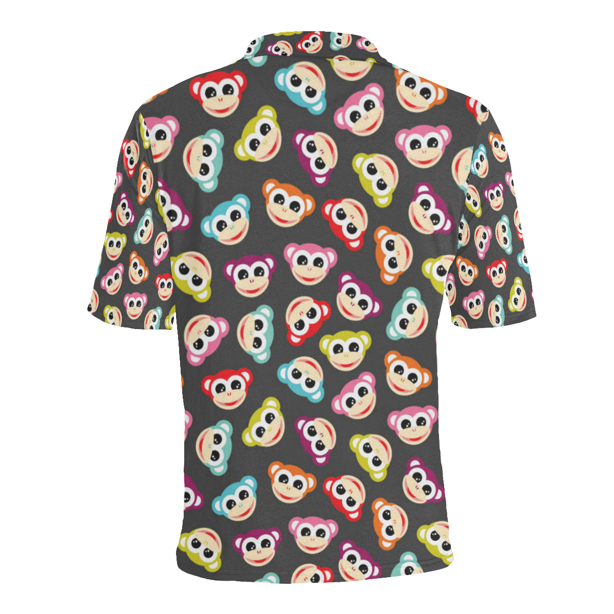 Monkey Head Design Themed Print Men Polo Shirt