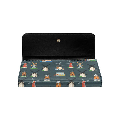 Windmill Pattern Print Design 04 Women's Trifold Wallet