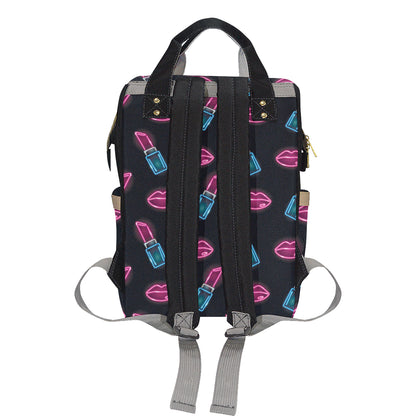 Lipstick Color Neon Pattern Print Design 03 Diaper Bag Backpack