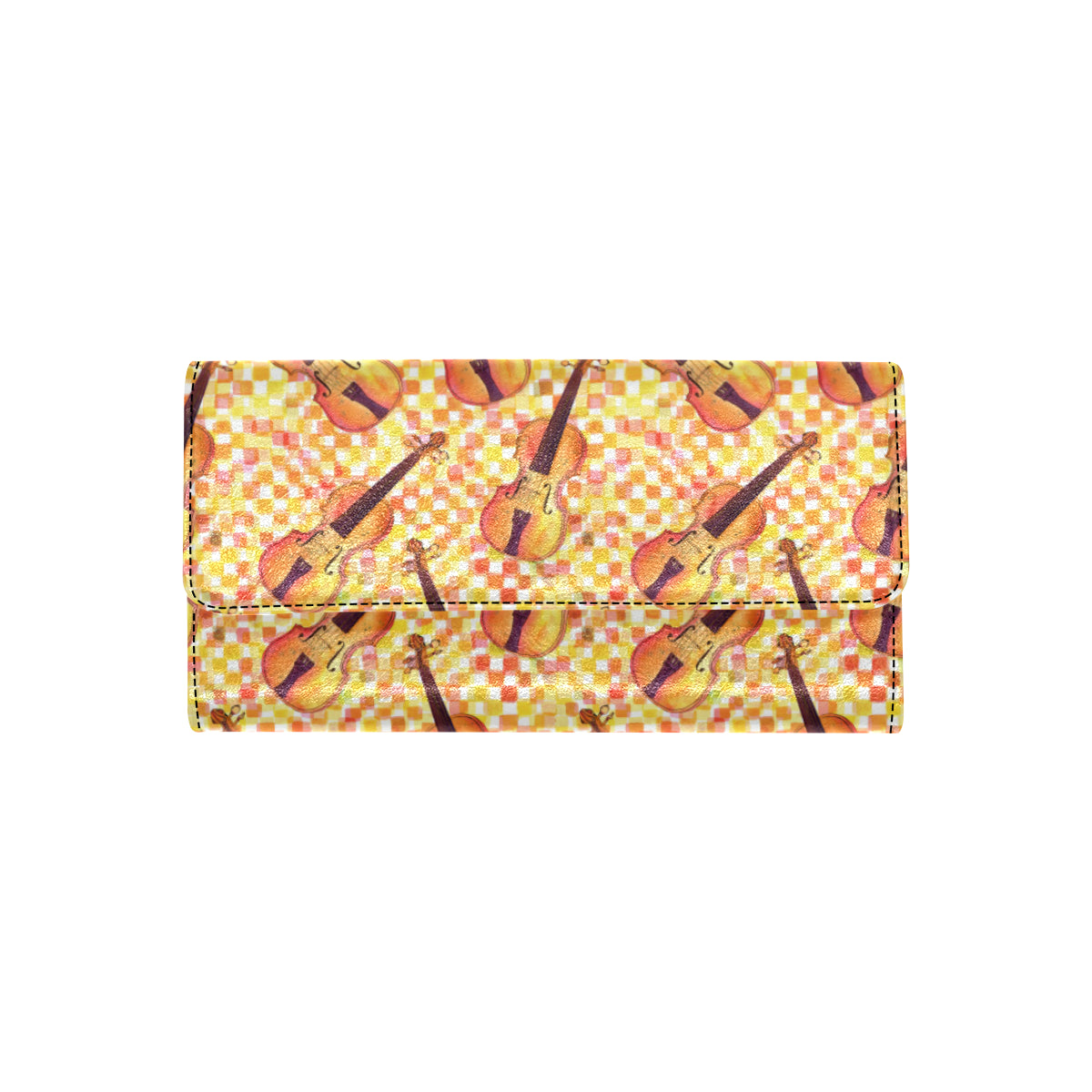 Violin Pattern Print Design 03 Women's Trifold Wallet