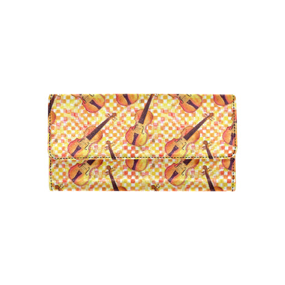 Violin Pattern Print Design 03 Women's Trifold Wallet