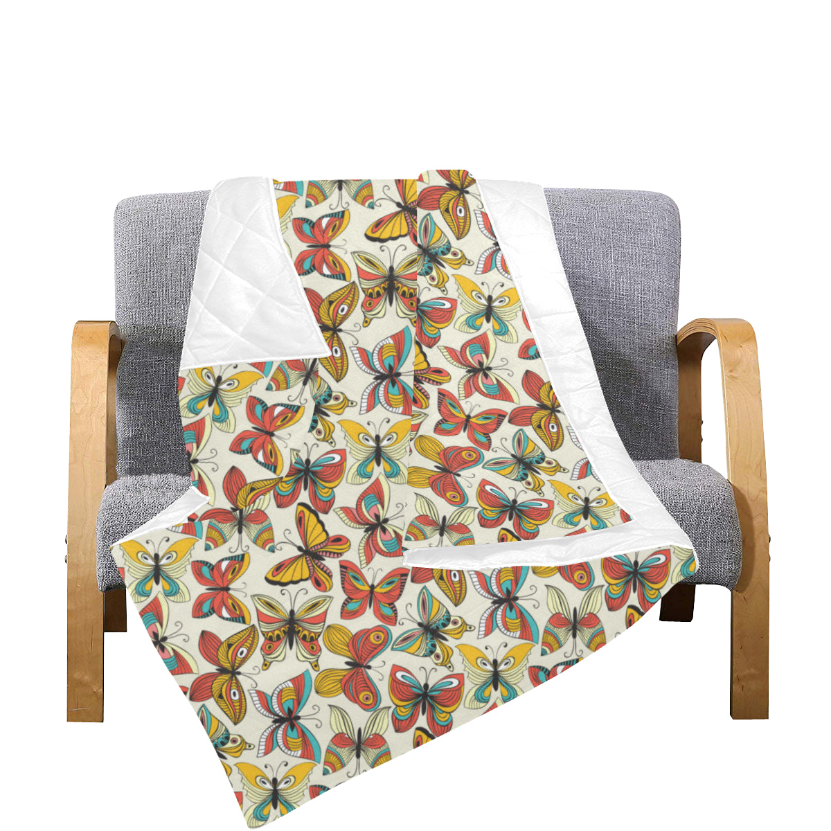 Butterfly Pattern Print Design 02 Premium Quilt