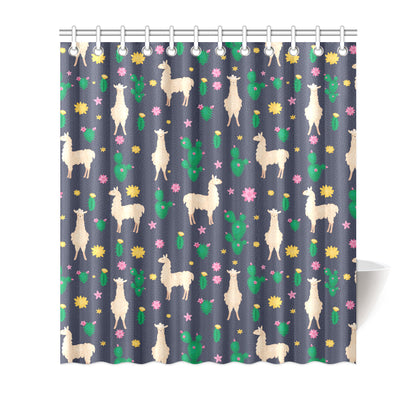Llama Cactus Pattern Print Design 012 Shower Curtain