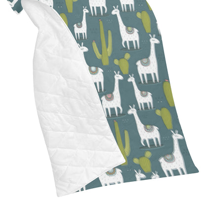 Llama Cactus Pattern Print Design 03 Premium Quilt
