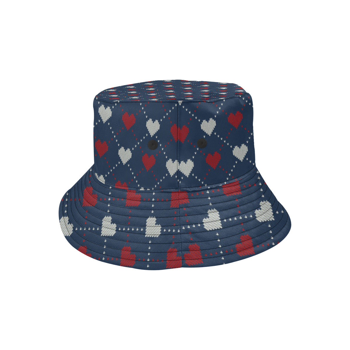 Heart Knit Pattern Print Design HE05 Unisex Bucket Hat