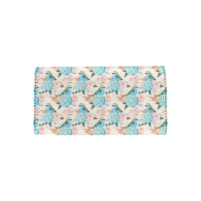Bluebird Pattern Print Design 03 Women's Trifold Wallet