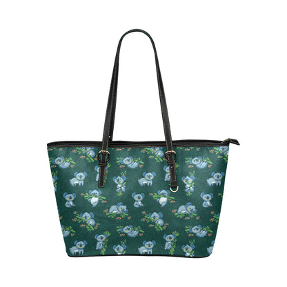 Koala Blue Design Print Leather Tote Bag