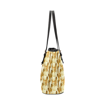Alpaca Watercolor Design Themed Print Leather Tote Bag