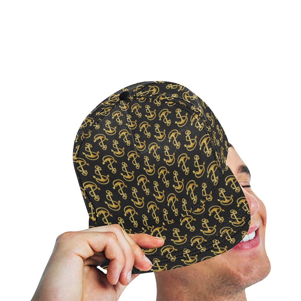 Anchor Gold Pattern Snapback Cap