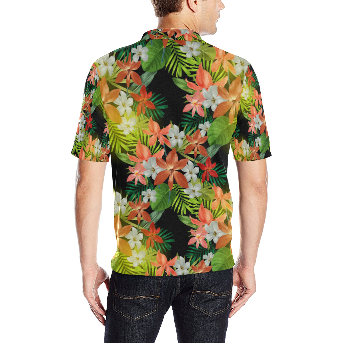 Amaryllis Pattern Print Design AL07 Men Polo Shirt